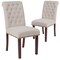 Emma and Oliver 2 PK Upholstered Rolled Back Parson's Chair with Nailhead Trim & Finished Frame with Plastic Floor Glides
